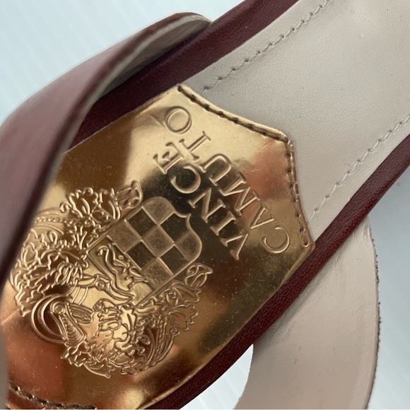 Vince Camuto Winca stacked heel wedge sandals ankle strap size 7 brown - Picture 8 of 8